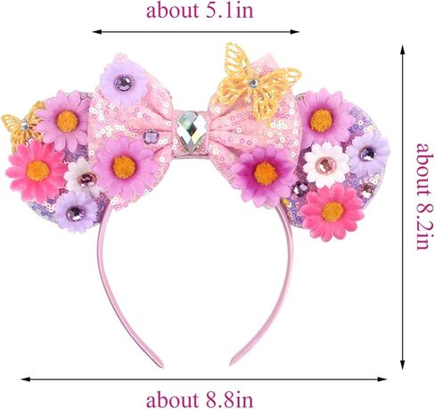 Kiddale Flowers Mouse Ears Headband for Easter Spring Park Trip Halloween Cosplay Decoration in Saudi Arabia