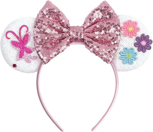 Kiddale Flowers Mouse Ears Headband for Easter Spring Park Trip Halloween Cosplay Decoration in Saudi Arabia