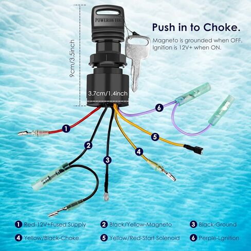 مفتاح إشعال القارب مع مفتاح بديل للزئبق، مفتاح إشعال محرك القارب مع مفتاحين و3 أوضاع و6 موصلات أسلاك لـ 87-17009A2 87-17009A5 in Kuwait