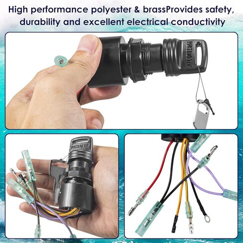 مفتاح إشعال القارب مع مفتاح بديل للزئبق، مفتاح إشعال محرك القارب مع مفتاحين و3 أوضاع و6 موصلات أسلاك لـ 87-17009A2 87-17009A5 in Kuwait