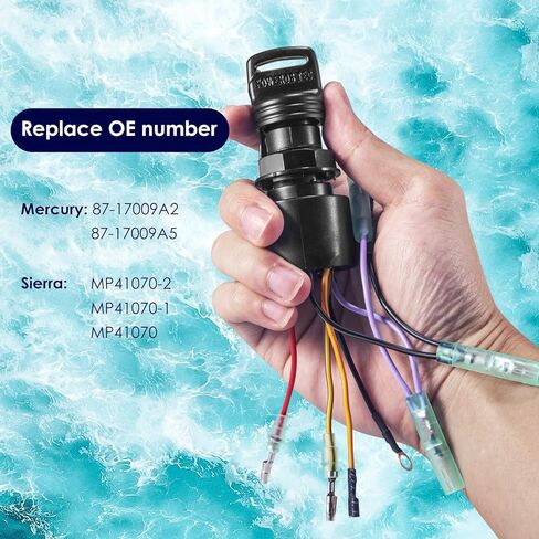 مفتاح إشعال القارب مع مفتاح بديل للزئبق، مفتاح إشعال محرك القارب مع مفتاحين و3 أوضاع و6 موصلات أسلاك لـ 87-17009A2 87-17009A5 in Kuwait