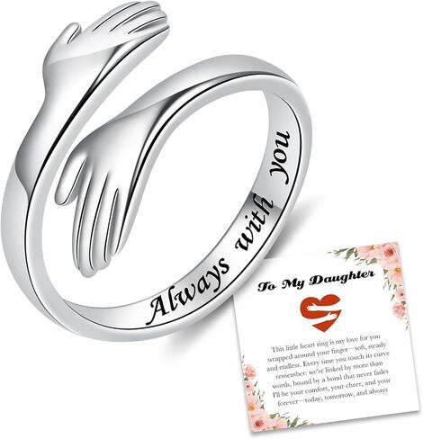 BEILIN Hug Rings for Women 925 Sterling Silver Adjustable Thumb Ring Jewelry Daughter Granddaughter Gift in Saudi Arabia