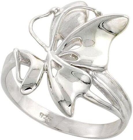 Sterling Silver Butterfly Ring Flawless Quality Finish 7/8 inch Wide, Sizes 6 to 10 in Saudi Arabia