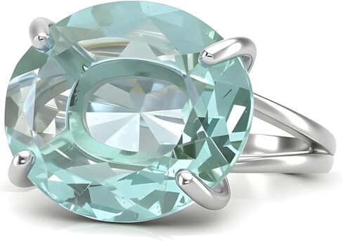 خاتم كوكتيل من التوباز الأزرق من الذهب الوردي - حجر كريم قطع بيضاوي - حجر بخت شهر نوفمبر - خاتم زفاف مصنوع يدوياً in Kuwait