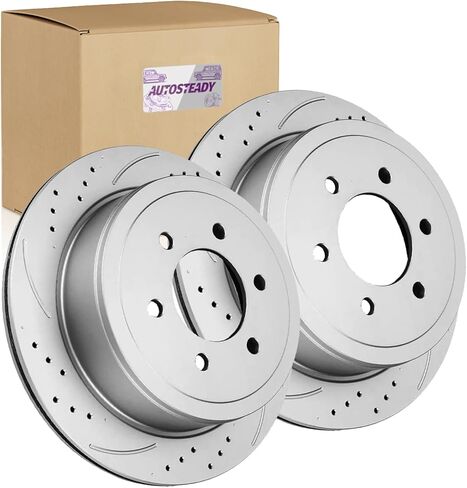 Rear Brake Rotors Replacement for Ford F-150 2004 2005 2006 2007 2008 2009 2010 2011, Lincoln Mark LT 2006 2007 2008 Brakes, Drilled and Slotted Rear 13.66" in Kuwait