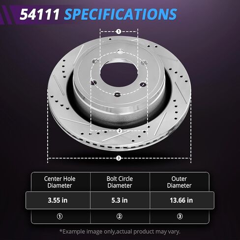 Rear Brake Rotors Replacement for Ford F-150 2004 2005 2006 2007 2008 2009 2010 2011, Lincoln Mark LT 2006 2007 2008 Brakes, Drilled and Slotted Rear 13.66" in Kuwait