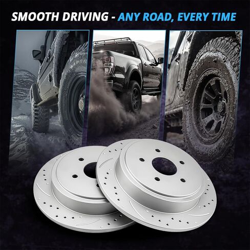 Rear Brake Rotors Replacement for Ford F-150 2004 2005 2006 2007 2008 2009 2010 2011, Lincoln Mark LT 2006 2007 2008 Brakes, Drilled and Slotted Rear 13.66" in Kuwait
