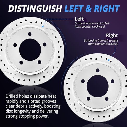Rear Brake Rotors Replacement for Ford F-150 2004 2005 2006 2007 2008 2009 2010 2011, Lincoln Mark LT 2006 2007 2008 Brakes, Drilled and Slotted Rear 13.66" in Kuwait
