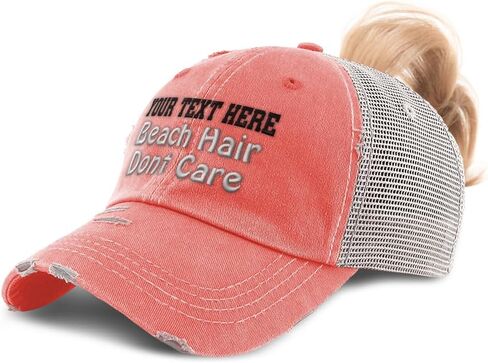 Ponytail Cap Women's Baseball Cap Embroidered Beach Hair Dont Care Sun Hat with Ponytail Hole High Pony Hat in Saudi Arabia