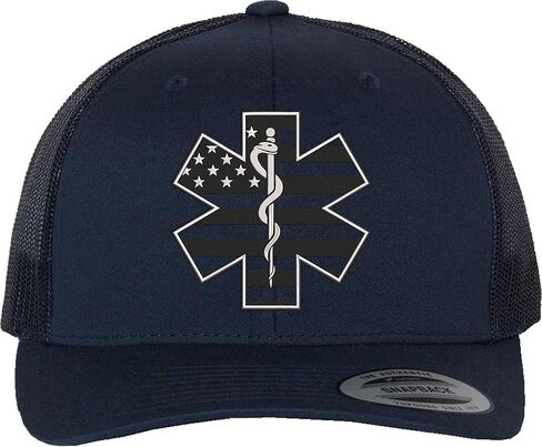 قبعة Star of Life EMS - قبعة سائق الشاحنة مطرزة بعلم الولايات المتحدة الأمريكية، قبعة شبكية للمسعفين من EMT AMBU الأمريكية in Saudi Arabia