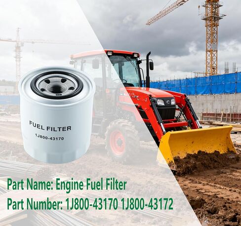 2PCS 1J800-43170 1J800-43172 Engine Fuel Filter Compatible with Kubota Engine KX040-4 L3301DT L3301F L3560DT L3901DT L3901F L4060DT L47 L4701DT L4701H M6060HD M62 M7060HD MX4800 MX5200 MX5800 in Kuwait