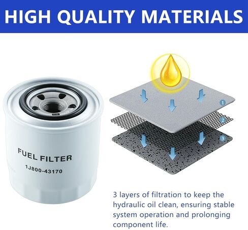 2PCS 1J800-43170 1J800-43172 Engine Fuel Filter Compatible with Kubota Engine KX040-4 L3301DT L3301F L3560DT L3901DT L3901F L4060DT L47 L4701DT L4701H M6060HD M62 M7060HD MX4800 MX5200 MX5800 in Kuwait