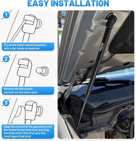 Hood Struts Fit for Ford Ranger 2024 2025 2026 Hood Lifting Support ﻿Hood Door Balancer Replacement Support Quick Lift No Drilling Required Car Accessories in Saudi Arabia