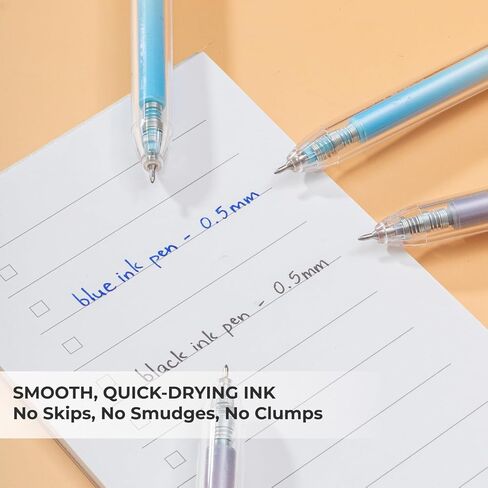 Minimalist 6 PCs Retractable Gel Pens Black Ink 0.5mm, Super Quick-Dry Ink, Soft Pastel Gradient Barrels, Perfect for Children, Students, Teachers, College, Workers in Saudi Arabia