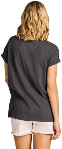 Life is Good. Women's Moon Maiden and Star Short Sleeve Textured Slub Tee, Faded Black in Saudi Arabia