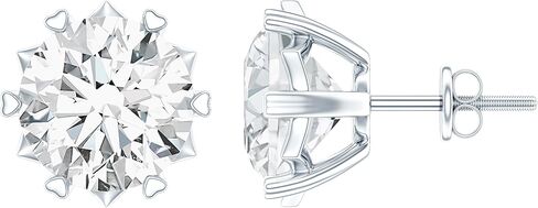 أقراط سوليتير مويسانيتي معتمدة من الفضة المطلية بالذهب، جودة D-Vs1، ترصيع مويسانيتي دائري 7 مم مع برغي خلفي in Kuwait