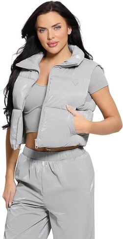 GUESS Women's Chris Sleeveless Puffer Crop Jacket in Saudi Arabia