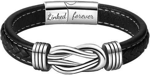 Grandmother and Granddaughter Forever Linked Together Braided Leather Bracelet, To My Granddaughter Infinity Knot Leather Bracelet Stainless Steel Engraved Jewelry for Birthday Christmas in Kuwait