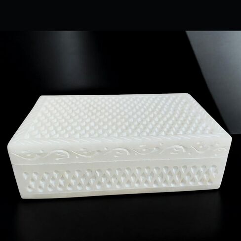 Vintage Onyx Marble Alabaster Trinket Box 6x4x2"inch | Hinged Lid Footed Jewelry Box | Decorative Storage for Keepsakes, Rings & Gifts | Mini Marble Box for Home Décor in Saudi Arabia