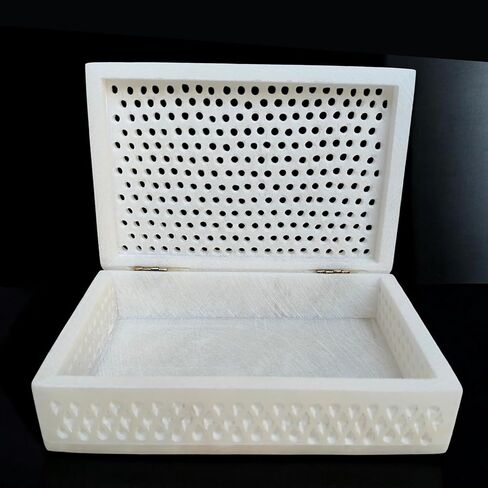 Vintage Onyx Marble Alabaster Trinket Box 6x4x2"inch | Hinged Lid Footed Jewelry Box | Decorative Storage for Keepsakes, Rings & Gifts | Mini Marble Box for Home Décor in Saudi Arabia