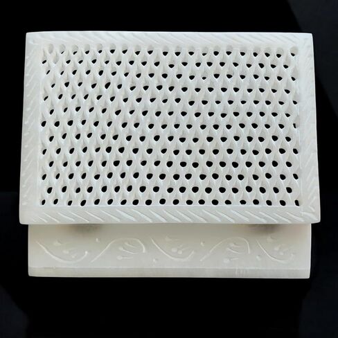 Vintage Onyx Marble Alabaster Trinket Box 6x4x2"inch | Hinged Lid Footed Jewelry Box | Decorative Storage for Keepsakes, Rings & Gifts | Mini Marble Box for Home Décor in Saudi Arabia