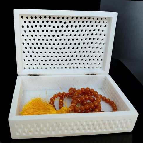 Vintage Onyx Marble Alabaster Trinket Box 6x4x2"inch | Hinged Lid Footed Jewelry Box | Decorative Storage for Keepsakes, Rings & Gifts | Mini Marble Box for Home Décor in Saudi Arabia