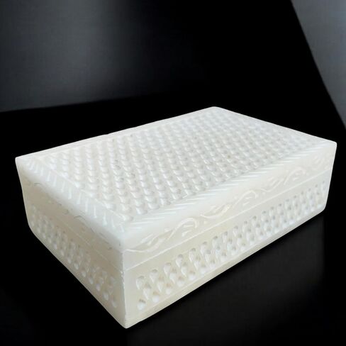 Vintage Onyx Marble Alabaster Trinket Box 6x4x2"inch | Hinged Lid Footed Jewelry Box | Decorative Storage for Keepsakes, Rings & Gifts | Mini Marble Box for Home Décor in Saudi Arabia