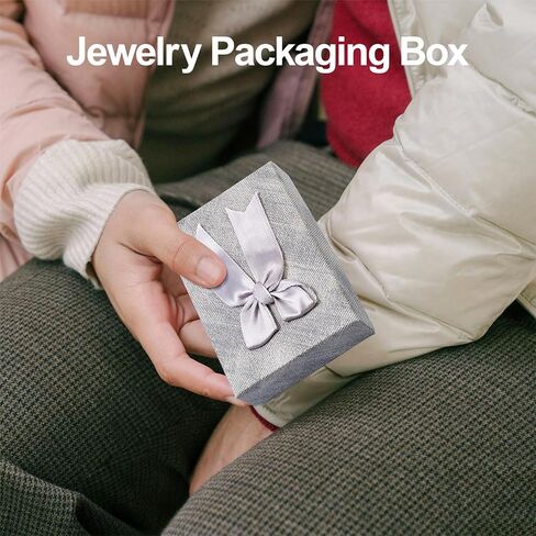 12Pcs Jewelry Boxes Set Rectangle Jewelry Storage Boxes with Black Sponge 3.62x2.44x1.18 Inch Cardboard Paper Jewelry Packaging Boxes for Necklace Rings Earrings - Gray in Kuwait