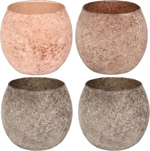 Brown Glass Candle HoldersSet of 4, Vintage Frosted Amber Votive Candle Holders for Thanksgiving Decorations, Decorative Tealight Candle Holders for Wedding Centerpieces, Fall Table Decor in Saudi Arabia