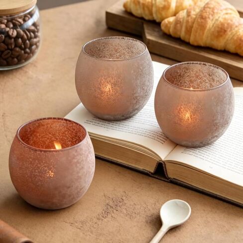 Brown Glass Candle HoldersSet of 4, Vintage Frosted Amber Votive Candle Holders for Thanksgiving Decorations, Decorative Tealight Candle Holders for Wedding Centerpieces, Fall Table Decor in Saudi Arabia