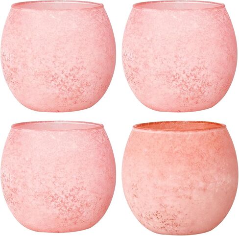 Brown Glass Candle HoldersSet of 4, Vintage Frosted Amber Votive Candle Holders for Thanksgiving Decorations, Decorative Tealight Candle Holders for Wedding Centerpieces, Fall Table Decor in Kuwait