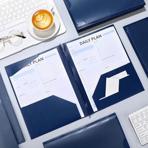 Tenceur 48 Pack Plastic Folders with 3 Prongs Bulk Heavy Duty Folders with Clear Front Pockets and Card Slots with Fasteners Fit Letter-Size Papers for Work School Office (Navy Blue) in Saudi Arabia