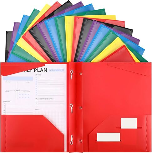 Tenceur 48 Pack Plastic Folders with 3 Prongs Bulk Heavy Duty Folders with Clear Front Pockets and Card Slots with Fasteners Fit Letter-Size Papers for Work School Office (Navy Blue) in Saudi Arabia