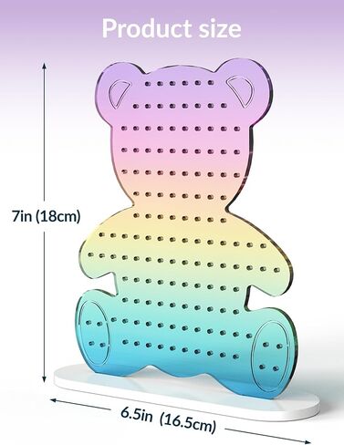 NiHome Rainbow Gradient Bear Earring Holder – 140 Holes Acrylic Jewelry Organizer for 50–70 Pairs Studs & Hooks, Cute Teddy Bear Display Stand, Gift for Girls Teens Women in Saudi Arabia