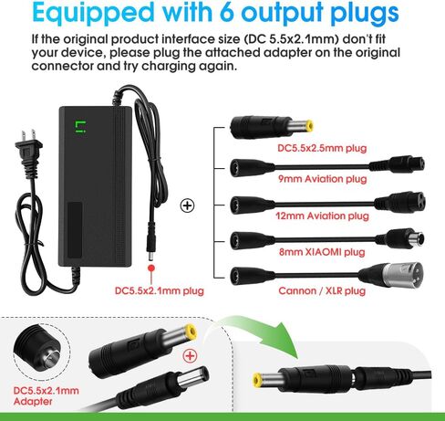 29.4V 3A/5A Charger with 6-in-1 Plug for 36V Lithium Battery Such as Car Truck Lawn Mower Boat Marine Batteries (29.4V5A) in Saudi Arabia