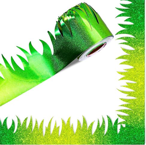 JarThenaAMCS 32.8 Ft Spring Holographic Bulletin Board Border Trim Border Green Grass Self Adhesive Stickers Roll for Classroom Office Party Wall Decor in Saudi Arabia