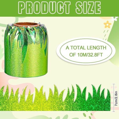 JarThenaAMCS 32.8 Ft Spring Holographic Bulletin Board Border Trim Border Green Grass Self Adhesive Stickers Roll for Classroom Office Party Wall Decor in Saudi Arabia
