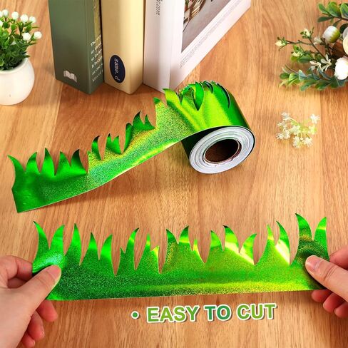 JarThenaAMCS 32.8 Ft Spring Holographic Bulletin Board Border Trim Border Green Grass Self Adhesive Stickers Roll for Classroom Office Party Wall Decor in Saudi Arabia