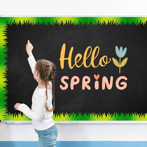 JarThenaAMCS 32.8 Ft Spring Holographic Bulletin Board Border Trim Border Green Grass Self Adhesive Stickers Roll for Classroom Office Party Wall Decor in Saudi Arabia