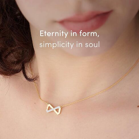 Geometric Infinity Necklace for Women, 925 Sterling Silver Jewelry with 14K Gold Vermeil (25x Thicker than Plated Gold Necklace), Hypoallergenic Silver Chain with Pendant, Free Jewelry Gift Box, 5Y Warranty in Kuwait