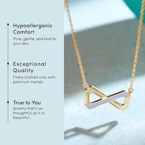 Geometric Infinity Necklace for Women, 925 Sterling Silver Jewelry with 14K Gold Vermeil (25x Thicker than Plated Gold Necklace), Hypoallergenic Silver Chain with Pendant, Free Jewelry Gift Box, 5Y Warranty in Kuwait