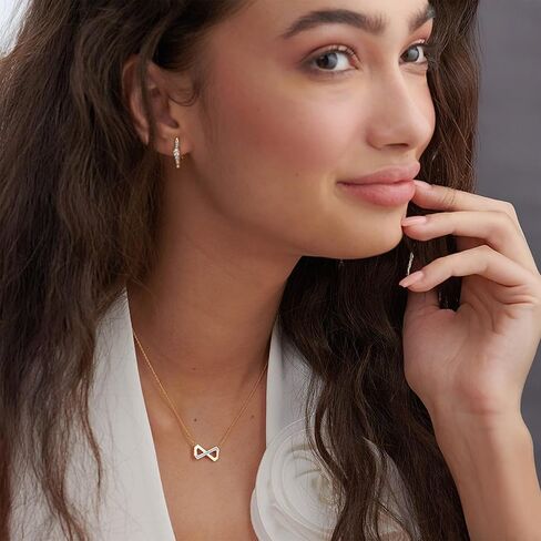 Geometric Infinity Necklace for Women, 925 Sterling Silver Jewelry with 14K Gold Vermeil (25x Thicker than Plated Gold Necklace), Hypoallergenic Silver Chain with Pendant, Free Jewelry Gift Box, 5Y Warranty in Kuwait