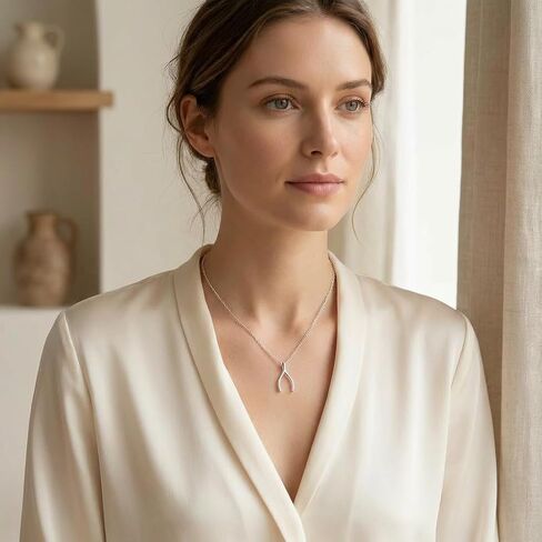 Wishbone Necklace for Women, Trendy Alt Jewelry Dainty Charm Pendant, Simple Everyday Jewelry, Fashion Accessory Gift for Her in Saudi Arabia