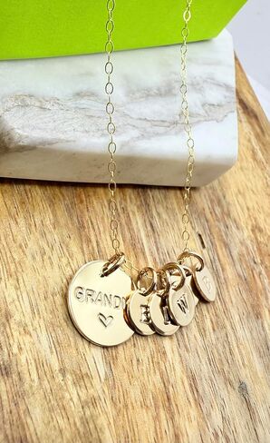 Mimi Necklace with Initials, 14k Gold Filled, Custom Grandma, Engraved Oma Necklace, Mimi Engraved Jewelry in Saudi Arabia