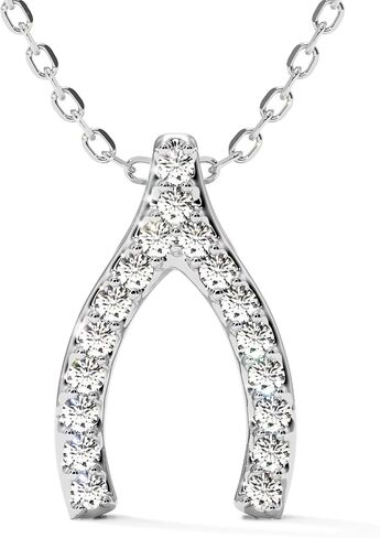 Wishbone Women's Necklaces, 1/8 Carat Lab Grown Diamond Pendant, Dainty 925 Sterling Silver Chain, Hypoallergenic & Light Sterling Silver Necklace, Birthday Gift for Women, Girlfriend, Mom & Sister in Kuwait