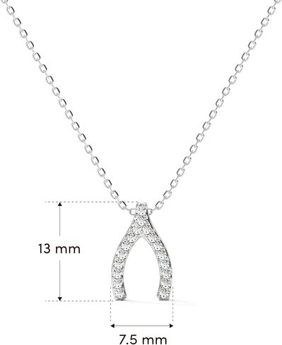 Wishbone Women's Necklaces, 1/8 Carat Lab Grown Diamond Pendant, Dainty 925 Sterling Silver Chain, Hypoallergenic & Light Sterling Silver Necklace, Birthday Gift for Women, Girlfriend, Mom & Sister in Kuwait