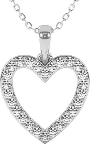 Hollow Heart Necklace, Diamond Necklaces for Women,1/5 Carat Lab Grown Diamond Necklace Pendant, Dainty 925 Sterling Silver Chain, Hypoallergenic Sterling Silver Jewelry, Jewelry Gift Box, 5Y Warranty in Kuwait