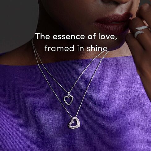 Hollow Heart Necklace, Diamond Necklaces for Women,1/5 Carat Lab Grown Diamond Necklace Pendant, Dainty 925 Sterling Silver Chain, Hypoallergenic Sterling Silver Jewelry, Jewelry Gift Box, 5Y Warranty in Kuwait