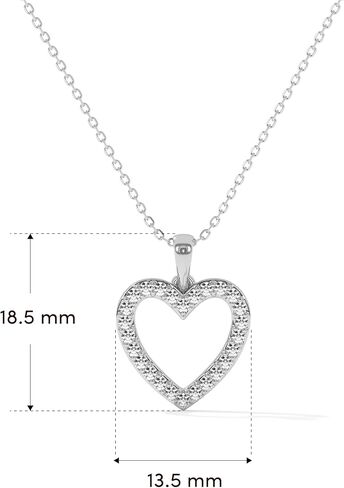 Hollow Heart Necklace, Diamond Necklaces for Women,1/5 Carat Lab Grown Diamond Necklace Pendant, Dainty 925 Sterling Silver Chain, Hypoallergenic Sterling Silver Jewelry, Jewelry Gift Box, 5Y Warranty in Kuwait