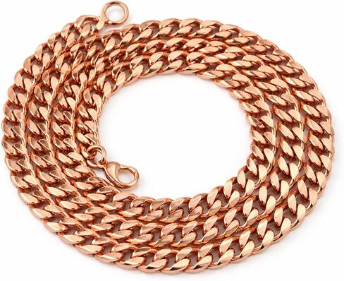 Handmade Copper Cuban Link Chain Necklace for Men & Women, Heavy Curb Style Unisex Fashion Jewelry with Secure Lobster Clasp in Kuwait